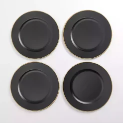 Gold Edge Black Chargers, Set of 4