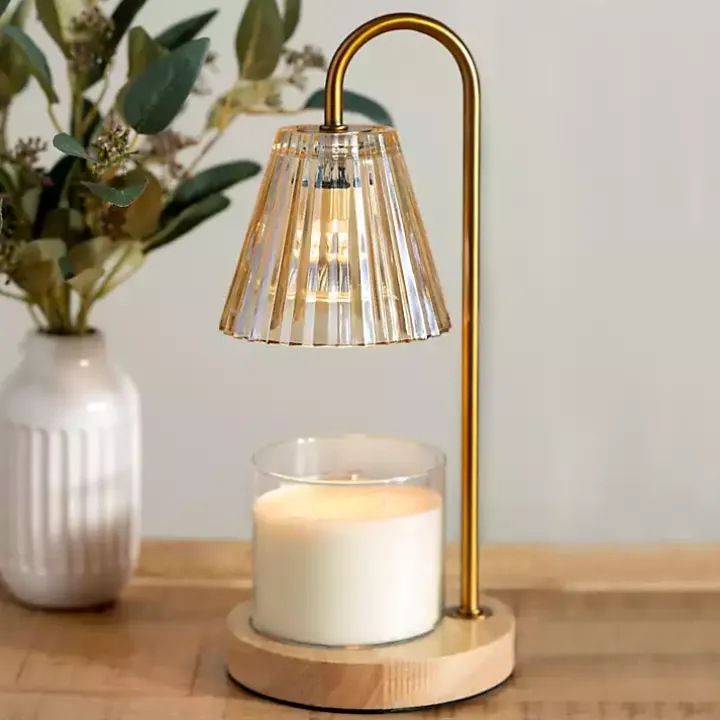 Gold Glass Shade Candle Warmer Lamp