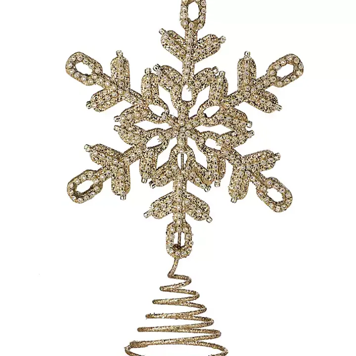 Gold Glitter Jewel Snowflake Tree Topper