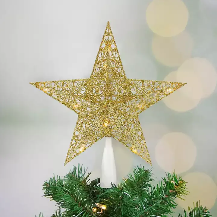 Gold Glitter LED Star Tree Topper
