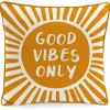 Gold Good Vibes Only Sunny Outdoor Pillow