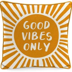 Gold Good Vibes Only Sunny Outdoor Pillow