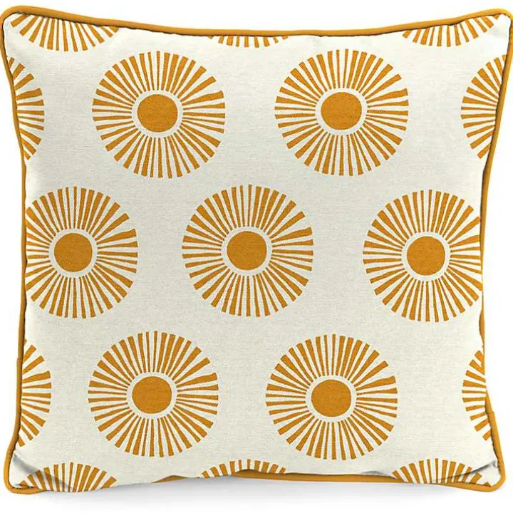 Gold Good Vibes Only Sunny Outdoor Pillow