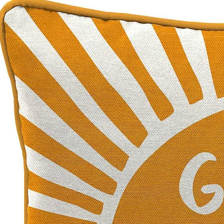 Gold Good Vibes Only Sunny Outdoor Pillow