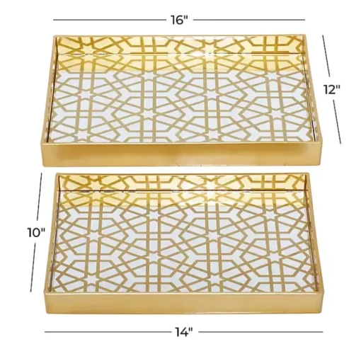 Gold Hexagon Large Print 2-pc. Tray Set