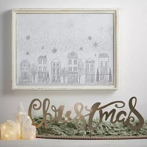 Gold Metal Christmas Tabletop Sign