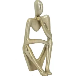 Gold Metal Pondering Figure I Sculpture