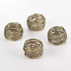 Gold Metal Twine Napkin Rings, Set of 4