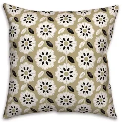 Gold Mod Flowers Indoor/Outdoor Pillow