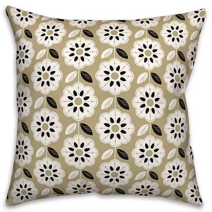 Gold Mod Flowers Indoor/Outdoor Pillow