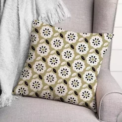 Gold Mod Flowers Indoor/Outdoor Pillow
