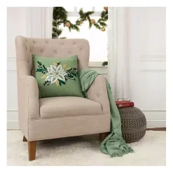 Gold Poinsettia Christmas Throw Pillow