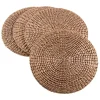 Gold Round Woven Rattan Placemats, Set of 4