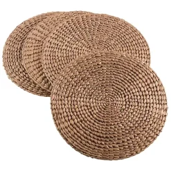 Gold Round Woven Rattan Placemats, Set of 4