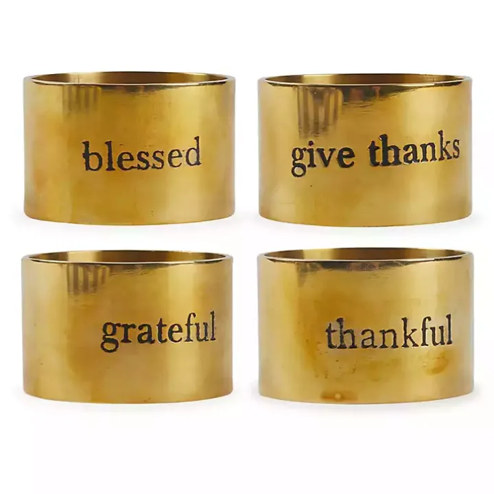 Gold Stamped Harvest Napkin Rings, Set of 4