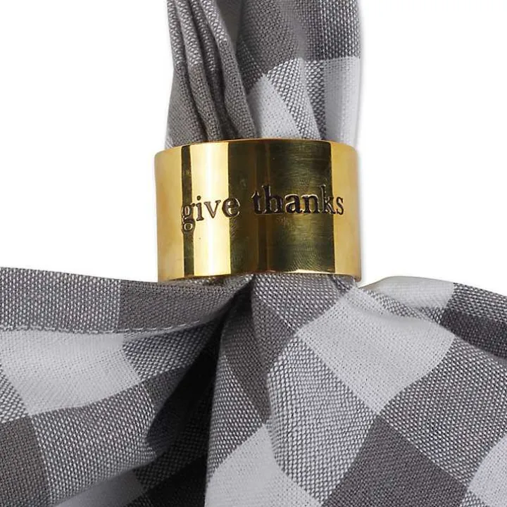 Gold Stamped Harvest Napkin Rings, Set of 4