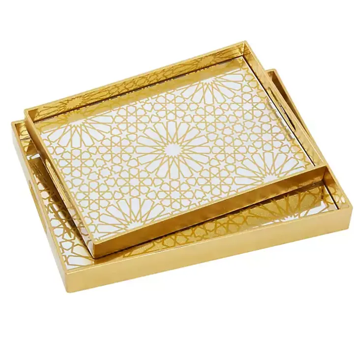 Gold Sun Star 2-pc. Mirrored Tray Set