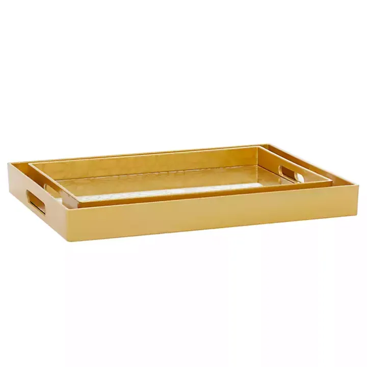 Gold Sun Star 2-pc. Mirrored Tray Set