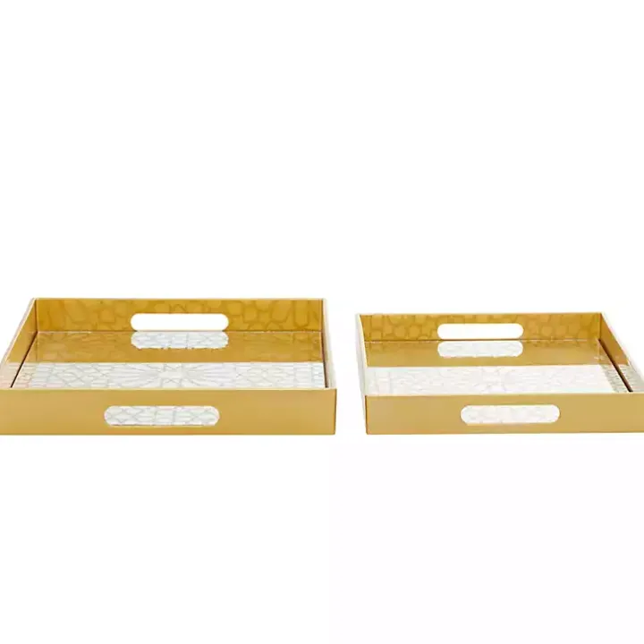 Gold Sun Star 2-pc. Mirrored Tray Set
