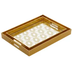 Gold Sun Star 2-pc. Mirrored Tray Set