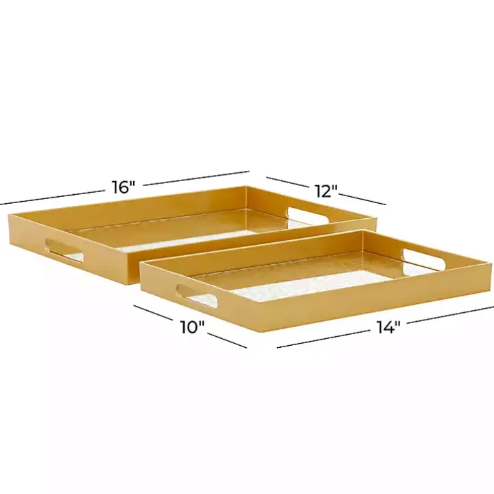 Gold Sun Star 2-pc. Mirrored Tray Set