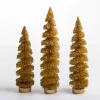Gold Swirl Bottle Brush Christmas Trees, Set of 3