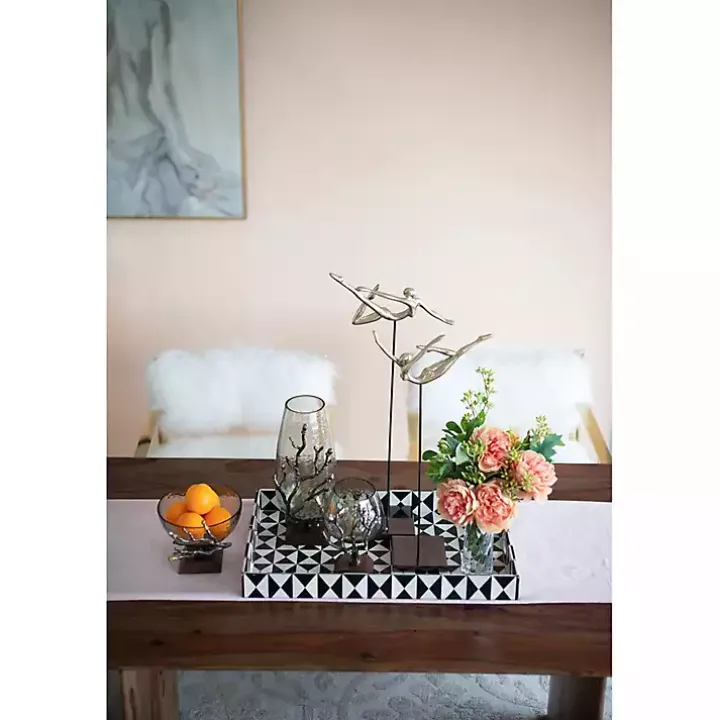 Gold Tipped Walnut Wood Glass Bowl