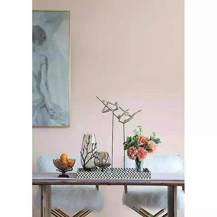 Gold Tipped Walnut Wood Glass Bowl