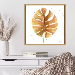 Golden Palm Framed Canvas Art Print