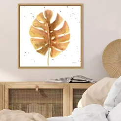 Golden Palm Framed Canvas Art Print