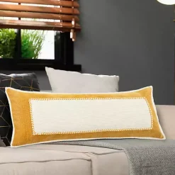 Golden Yellow Riviera Braided Frame Lumbar Pillow