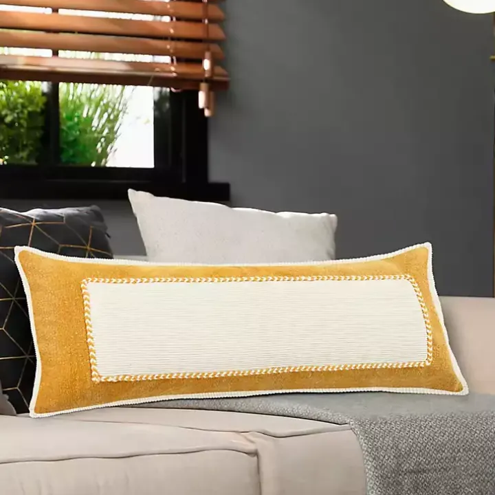 Golden Yellow Riviera Braided Frame Lumbar Pillow