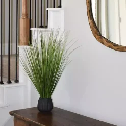 Grass Arrangement in Black Ribbed Pot
