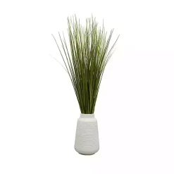 Grass Arrangement in Ringed White Pot, 32 in.