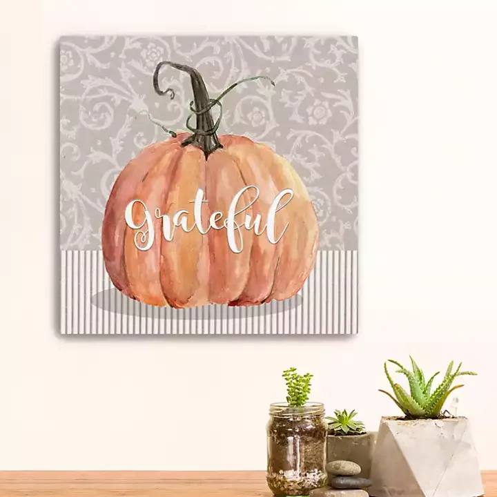 Grateful Pumpkin Canvas Art Print, 20x20