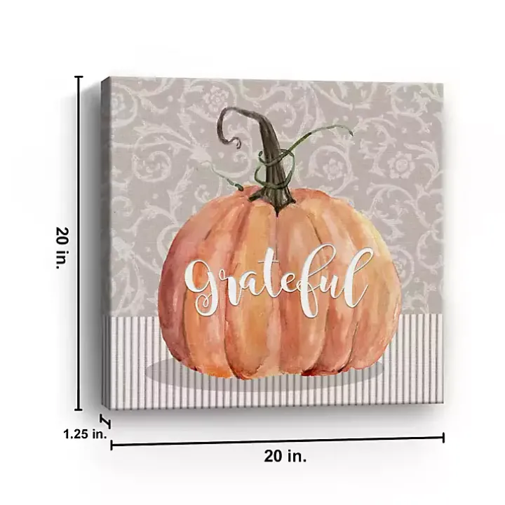Grateful Pumpkin Canvas Art Print, 20x20