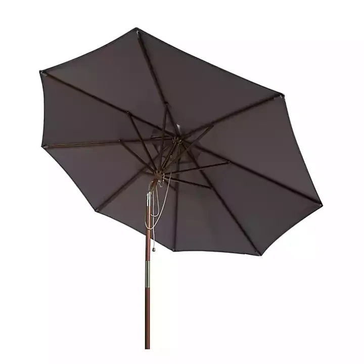 Gray 9 ft. Eucalyptus Outdoor Umbrella