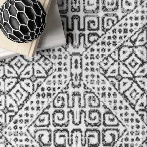 Gray Abstract Pattern Washable Area Rug, 4x6