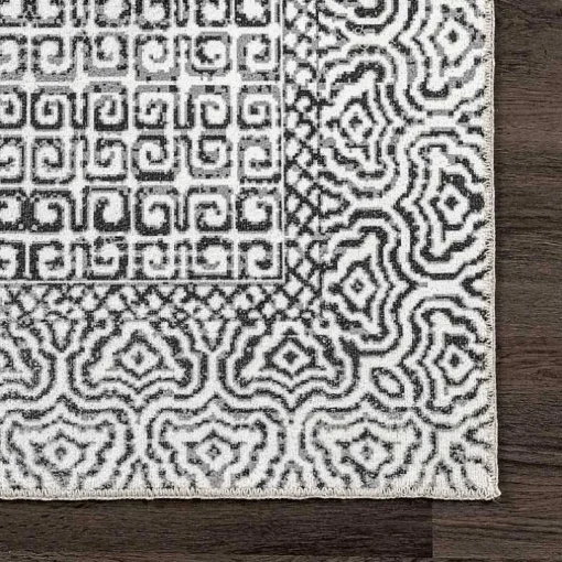 Gray Abstract Pattern Washable Area Rug, 4x6