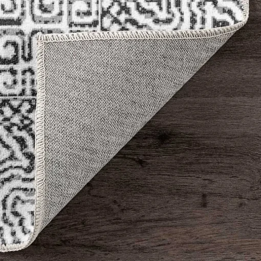 Gray Abstract Pattern Washable Area Rug, 4x6