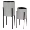 Gray and Black Solid Iron Plant Stands, Set of 2