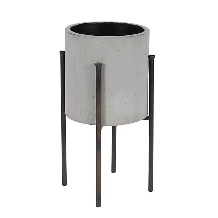 Gray and Black Solid Iron Plant Stands, Set of 2