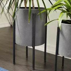 Gray and Black Solid Iron Plant Stands, Set of 2