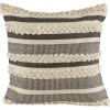 Gray and Cream Striped Indoor/Outdoor Pillow