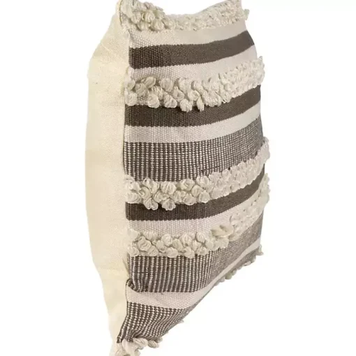 Gray and Cream Striped Indoor/Outdoor Pillow