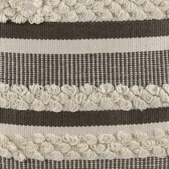 Gray and Cream Striped Indoor/Outdoor Pillow
