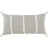 Gray and Ivory Artisanal Striped Lumbar Pillow