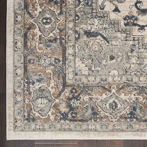 Gray and Ivory Nadia Medallion Area Rug, 2x4