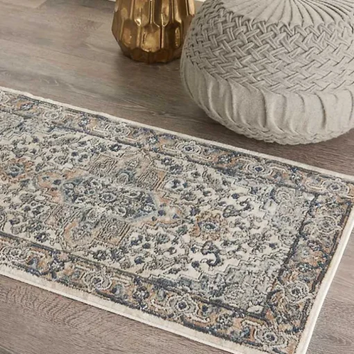 Gray and Ivory Nadia Medallion Area Rug, 2x4