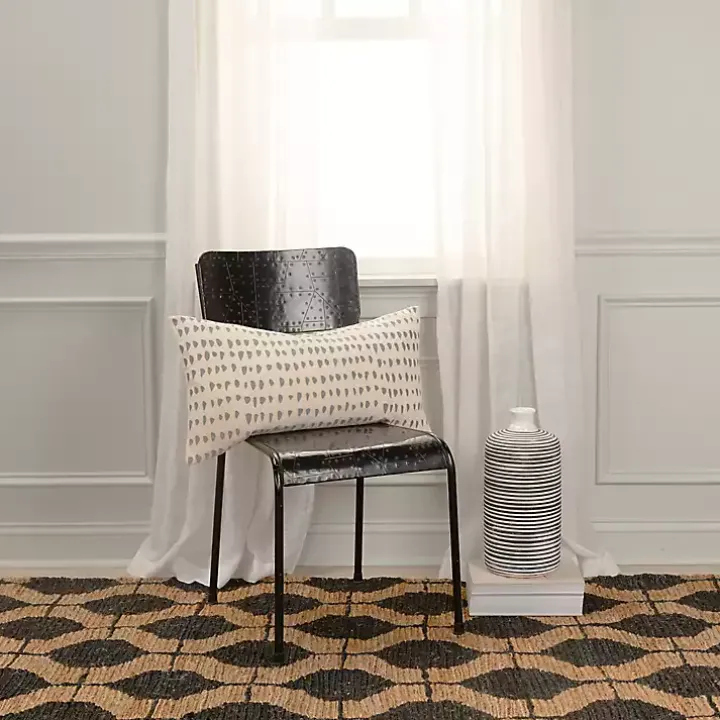 Gray and Natural Animal Patterned Lumbar Pillow